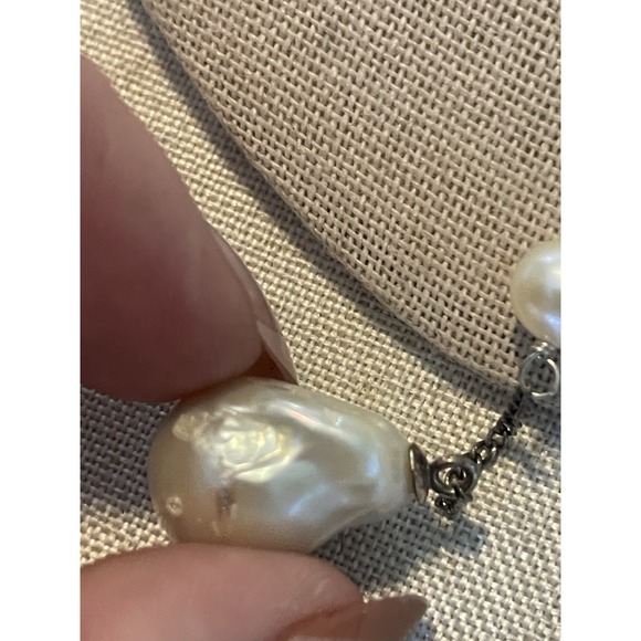 LUC 925 Sterling Silver Y Drop Necklace w/ Real‎ Freshwater & Baroque Pearls 20" - Picture 2 of 8